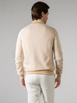 Light Beige Jacquard Zipper Sweater