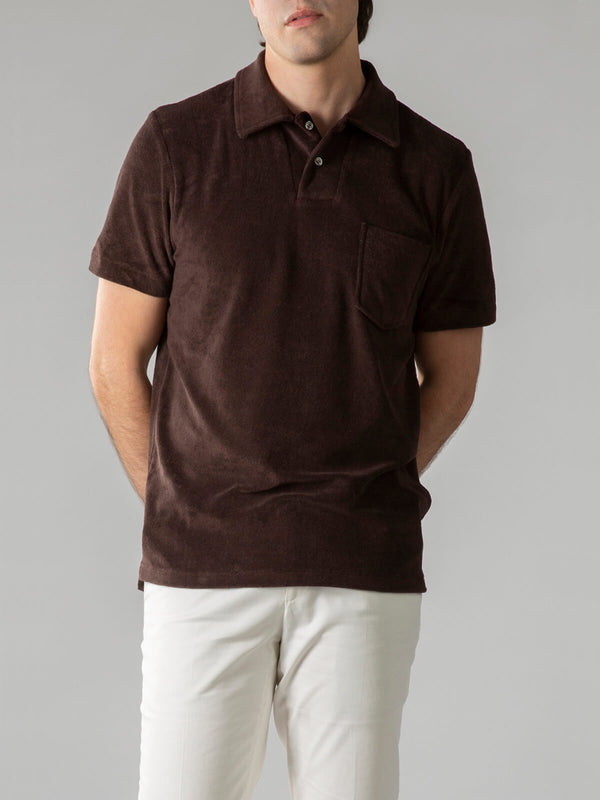 Brown Terry Towelling Polo Shirt
