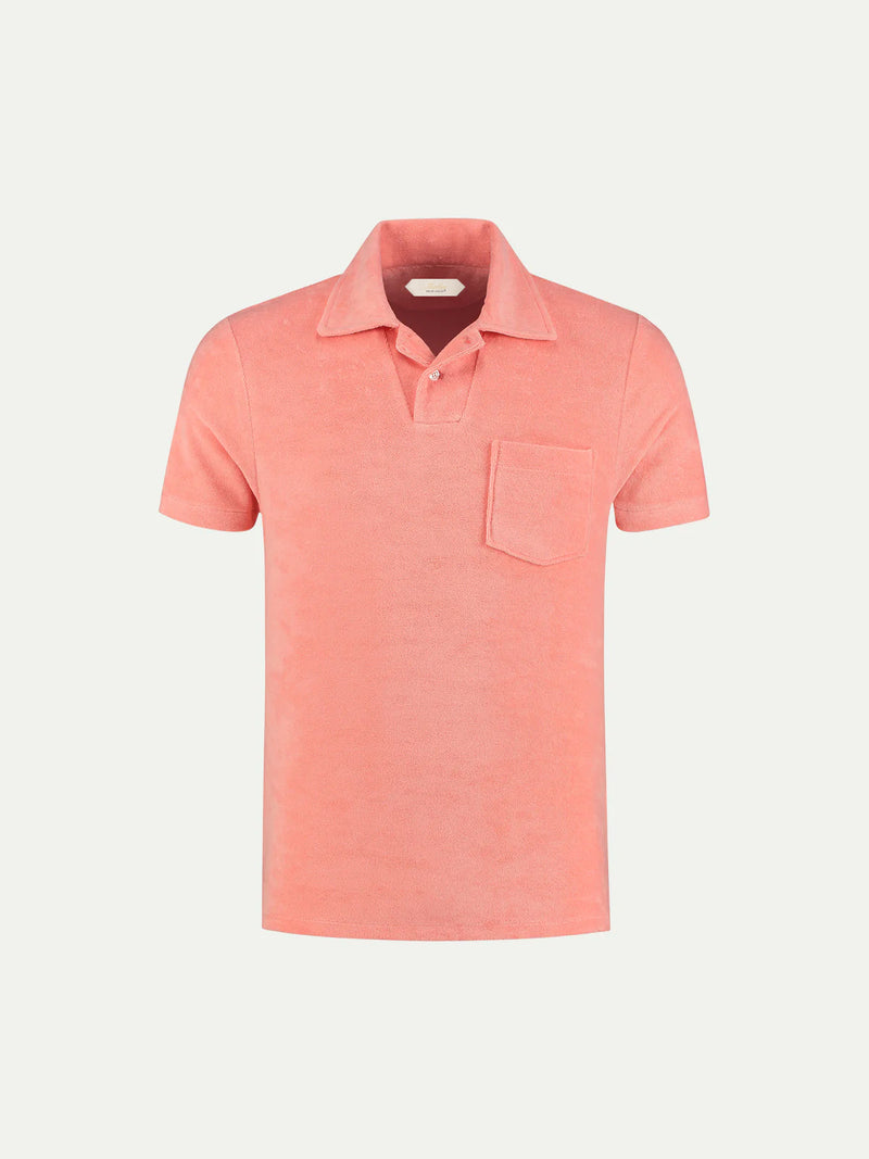 Pink Terry Towelling Polo Shirt