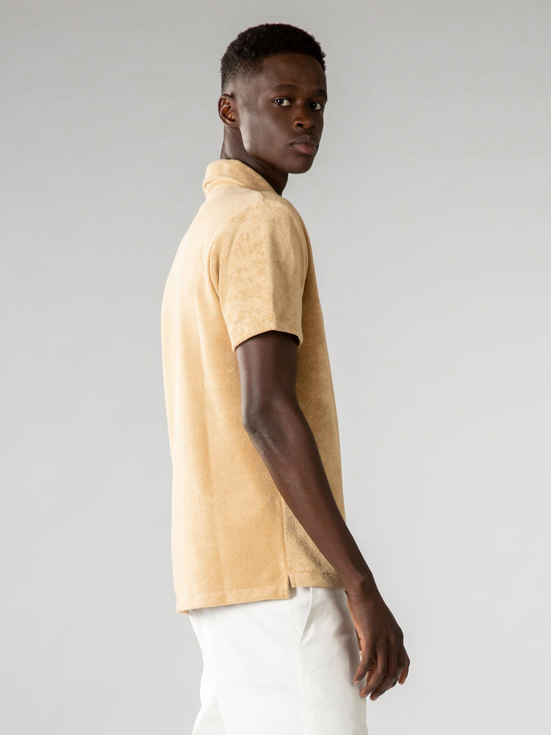 Sand Terry Towelling Polo Shirt