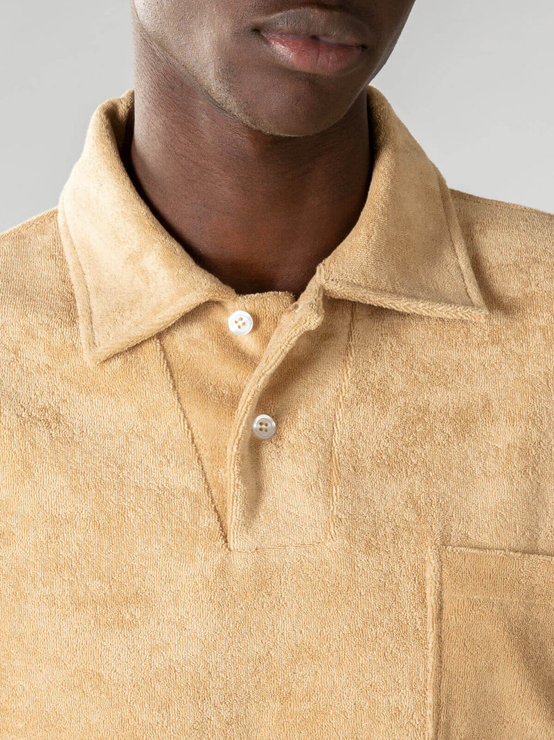 Sand Terry Towelling Polo Shirt