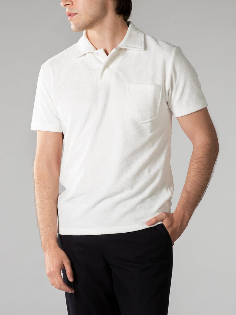 Aurélien | White Terry Towelling Polo Shirt