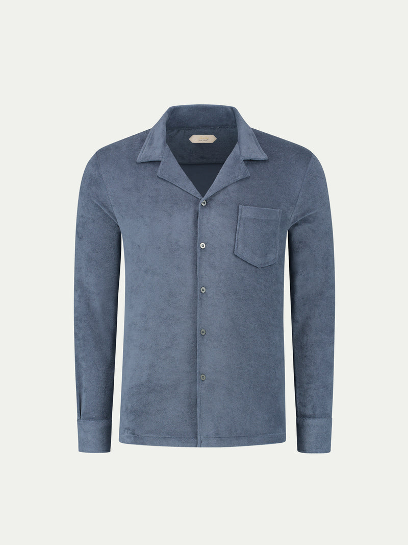 Mid Blue Terry Towelling Resort Shirt