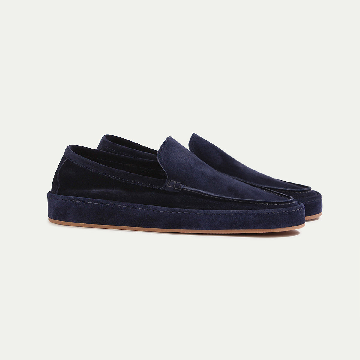 Aurelien Navy Blue Suede Slip-On Yacht Loafers Need Laces Luxury Old Money Prep Aurélien | Steel Blue Suede Yacht Loafer main image 2